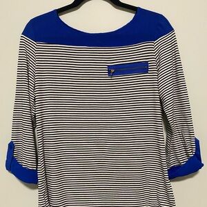 Madison Michelle Striped Top with Blue Accents (Medium)